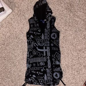 NBA 4 Her “Loungewear” Graphic Print Long Hooded Sleeveless Vest